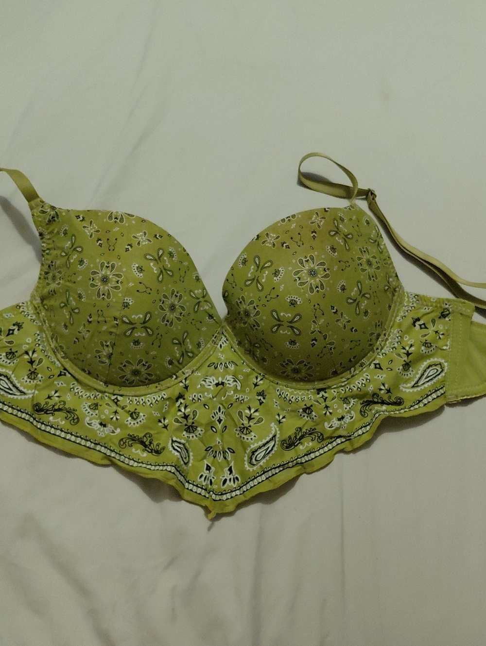 Olive Green Printed Underwire Bra